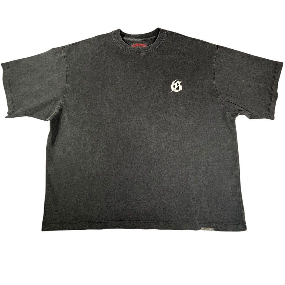 Godspeed Mainline Collection Faded Black Embroidered Boxy T-Shirt Mens Large L